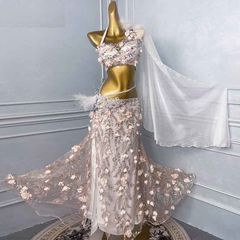 高級ベリーダンス衣装 豪華スパンコール 白 セットアップ - メルカリ