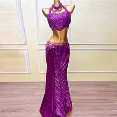 ベリーダンス ダンス衣装 セット ハロウィン コスプレ 仮装 パーティー 余興用 レッスン着 ブラ スカート(インナーパンツ付き) ２点セット　 社交ダンス　発表会　ラテンダンス　演出　団体 忘年会 新年会　キラキラ きらきら