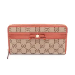 グッチ GUCCI ラウンド長財布 メイフェア GGキャンバス 307995 ベージュ/メタリックオレンジブラ キャンバス レザー ラウンド長財布 レディース Used A