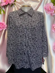 日本製、レディースファッション、Lサイズ（大きいサイズ）ミセス長袖前開き（ボタン）襟付きニット素材ブラウス、カットソー、カーディガン、伸縮素材（ニット・しっとり感ある伸縮素材）袖カフス ４０代５０代６０代　秋冬春　（税込み16,280円）14,800円の商品