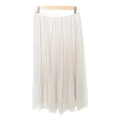 コムサイズム COMME CA ISM プリーツ スカート ひざ丈 ウエストゴム 無地 薄手 5 XSサイズ アイボリー