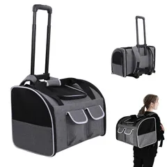 ペットキャリーバック カートセット 3way リュック 猫 2匹 小型犬 中型犬 おしゃれ (カートセットグレー)【送料無料】【☆Yuki☆Shop】 b3004140