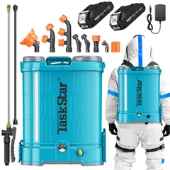 電動噴霧器 充電式 16L 背負 連続自動スプレー 6種類ノズル 2個伸縮パイプ 2個バッテリー 圧力調整 低騒音 小型軽量 除草 防除 害虫駆除 消毒 掃除 家庭菜園 園芸 農薬 肥料 散水 家庭用【送料無料】【☆Yuki☆Shop】 d7e4a2f1