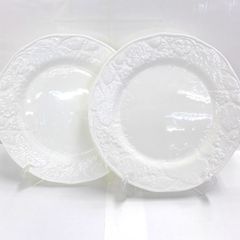 美品☆ウェッジウッド☆ホワイト皿 花模様エンボス加工 2枚セット