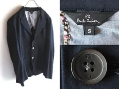 PS Paul Smith ポールスミス 裏地花柄パイピング ストレッチ コットンジャージー 2Bテーラードジャケット アンコン 紺ブレザー S ネイビー