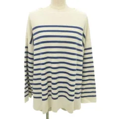 ローリーズファーム LOWRYS FARM ニット セーター ボーダー 長袖 クルーネック 厚手 フリーサイズ アイボリー ■GY99