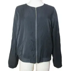 ユナイテッドアローズ A DAY IN THE LIFE UNITED ARROWS ノーカラー ジャケット ジップアップ レーヨン 36 S相当 黒 ブラック ■YHS6 /X