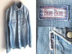 BLUE BLUE ブルーブルー ビンテージ/USED加工 デニムシャツ ウエスタンシャツ 3/L ライトインディゴ 日本製 ハリウッドランチマーケット