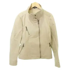 コムサイズム COMME CA ISM コットン ジャケット ハイネック 無地 ジップアップ 薄手 Mサイズ ベージュ