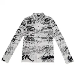 ジャンポールゴルチエオムJean Paul GAULTIER HOMME ポリレタリングスナップボタンシャツ 白黒48