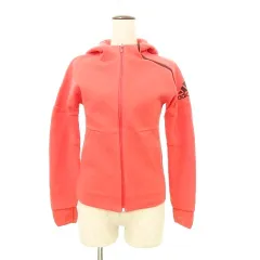 アディダス adidas フード パーカー ジップアップ J/150 赤ピンク ■YHS8