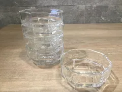 78 スタッキング可能　ガラス器　ガラス皿　5客セット　小皿　昭和　レトロ　小物入れ　送料無料