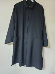 ブラック ロング シャツ ONE PIECE ポケット型
