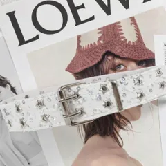 751 【希少/ Y2K 】星型ハトメ デニムベルト 白 スパンコール 派手カワ かわいい 平成 ギャル 平成ギャル ホワイト 星 パンク