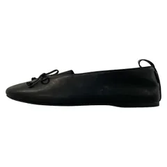 miumiu(ミュウミュウ) フラットシューズ 36 1/2 レディース美品  5F552E 黒 バレエシューズ/リボン レザー