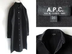 希少 90s-00sビンテージ フランス製 A.P.C. アーペーセー コットン シャツワンピース 羽織り 36 黒 ブラックのサムネイル