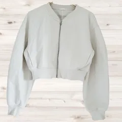 B1937 ジーユー GU ブルゾン ジャンパー アウター(M) ホワイト 白系 羽織 ジップアップ コットン 綿