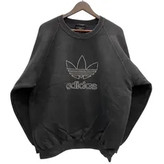 アディダス adidas 80's USA製 万国旗タグ 刺繍ロゴ スウェット ブラック Lサイズ 201MT-5585 VB