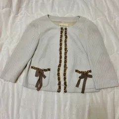 ストロベリーフィールズ ノーカラージャケット リボン編み込み ゴールドチェーン付 上品デザイン サイズM相当のサムネイル