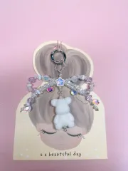 ビーズリボンキーホルダー クマのキーホルダー
