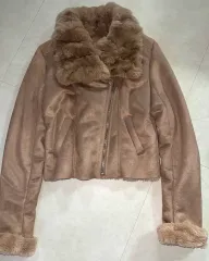 ベージュ ムートン / ブラウン ジャケット