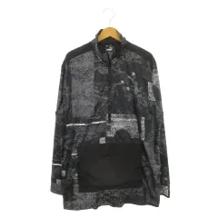 プーマ PUMA ウィンドブレーカー XL グレー 黒 ブラック 総柄 ハーフジップ 長袖 /AH27 ■GY58