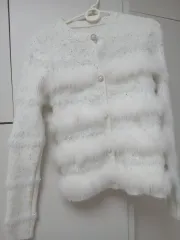 白ファー装飾ニットカーディガン 新品 free