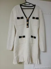 アイボリー リボン 装飾 ミニ ワンピース66