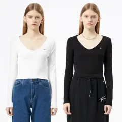 トミー ジーンズ クロップド 長袖 Tシャツ 白 (新品)