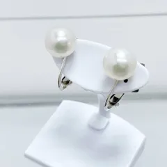 【鑑別書付】K14WG 14金 ホワイトゴールド アコヤ真珠 イヤリング 耳飾り 総重量 3.0g 真珠