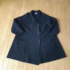 ベネトン ブラック ダブル コート XS (55-66)