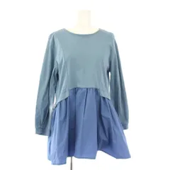 オペークドットクリップ OPAQUE.CLIP カットソー チュニック丈 M 青 ブルー 長袖 クルーネック 切替 ストレッチ /BB ■ECC001