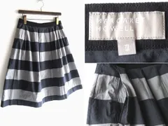 定価41800円 MARGARET HOWELL マーガレットハウエル BOLD STRIPE ポケット付 太ボーダー コットン スカート 3 ネイビー グレー 日本製