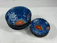 高峰　丼　4点　忍窯　小皿　5点　セット　食器　陶器　花　昭和レトロ　昭和　レトロ
