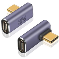 【人気商品】Type L字アダプタ40Gbps、USB C C 延長アダプタ、 L字型 C USB USB Type C 変換アダプタ、USB 変換アダプタ L字 オスメス延長アダプタ、対応 thunderbolt Poyiccot 4ケーブル、2個