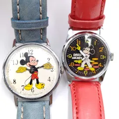 [ジャンク][2点セット] ディズニー・ミッキーマウス 手巻き 腕時計 ヴィンテージ