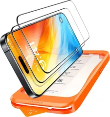 TORRAS フィルム For iPhone 16 Pro ガラスフィルム 航空宇宙ガラス 周り浮きゼロ 9H+硬度 米軍MIL規格 全面保護 10倍強化 極細ベゼル対応 ワンプル(Just One Pull) ガイド枠付き 2枚セット