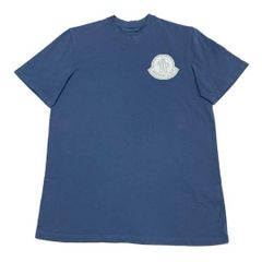 極美品〕モンクレール プリントロゴ ブルー L 青ワッペンTシャツ 5S277