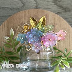 ワイヤークラフト 大きな紫陽花のオブジェ ディップアート ワイヤー