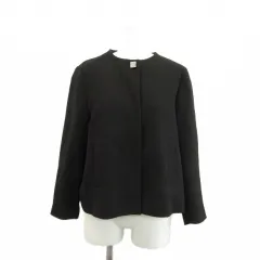 ザラ ベーシック ZARA BASIC ノーカラー ジャケット 上着 S 黒 ブラック 無地 長袖 /PP ■ECD001