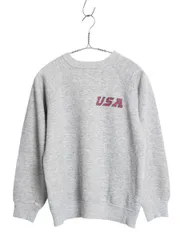 【お得なクーポン配布中!】 80s USA製 チャンピオン 染込み プリント スウェット メンズ S レディース M 小さめ ヴィンテージ 裏起毛 トレーナー ワンポイント グレー