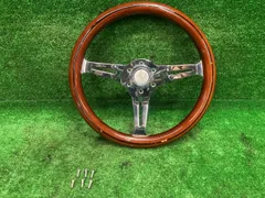 スズキ ジムニー JA11V ステアリングホイール/ハンドル 社外 外径約35cm 3本スポーク ウッドのサムネイル