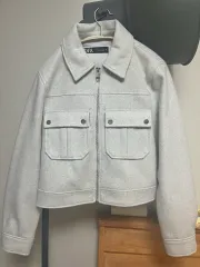 ザラ ライトグレー クロップド ジャケット S