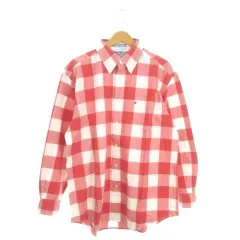 トミーヒルフィガー TOMMY HILFIGER 長袖シャツ L 赤 レッド ボタンダウンカラー チェック柄 /AO6 ■GY61