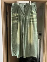 (3) コーデュロイ ブラッシュド ウォッシュ パンツ ライトグリーン