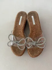 STACCATO コルク リー リボン スリッパ 37