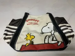 【未使用】【送料無料】K-019 スヌーピー PEANUTS 未使用 大容量 トートバッグ  マザーズ ボーダー ストライプ 白 黒 SNOOPY ピーナッツ キャラクター グッズ