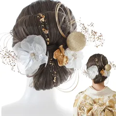 [LALALA beauty flowers] 卒業式にぴったりの華やか髪飾り (胡蝶蘭シリーズ) 和装 七五三 結婚式 入学式 花火大会 浴衣 着物 袴 振袖 二十歳の集い (ホワイト) 3460 [ホワイト[3460]]