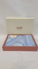 K【未使用品】SAZABY タオルセット  2枚入り  バスタオル ウォッシュタオル 綿100% 定番 デザインタオルセットのサムネイル