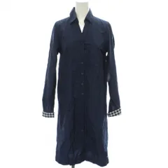 トミーヒルフィガー TOMMY HILFIGER シャツワンピース M ネイビー 開襟 ミモレ丈 /GG ■ECD001